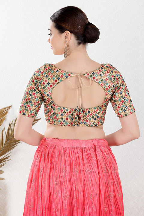 Designer Mirror Work Readymade Blouse