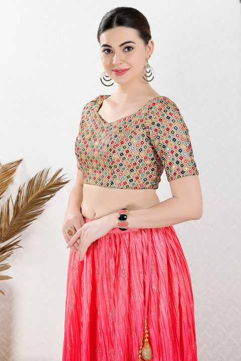 Designer Mirror Work Readymade Blouse