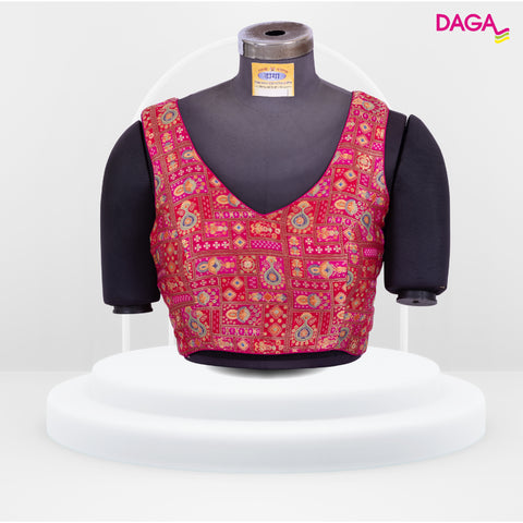 Designer V-Neck Silk Multicolor Readymade Blouse