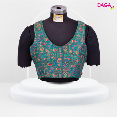 Designer V-Neck Silk Multicolor Readymade Blouse