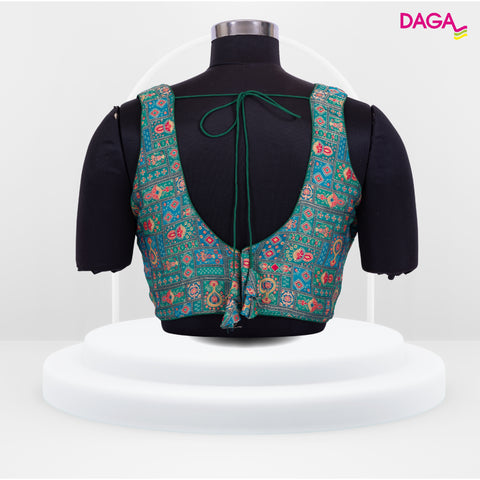 Designer V-Neck Silk Multicolor Readymade Blouse