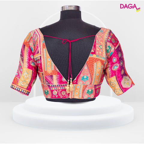 Designer Multicolor V-Neck Readymade Blouse
