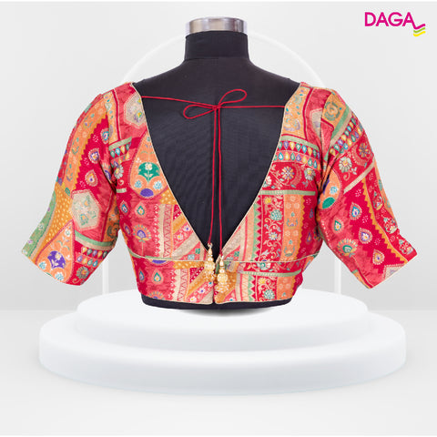 Designer Multicolor V-Neck Readymade Blouse