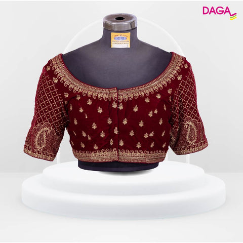 Velvet Embellished Heavy Work Readymade Blouse