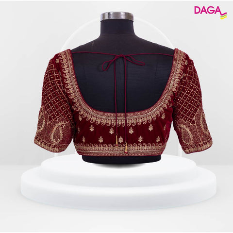 Velvet Embellished Heavy Work Readymade Blouse