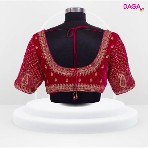 Velvet Embellished Heavy Work Readymade Blouse