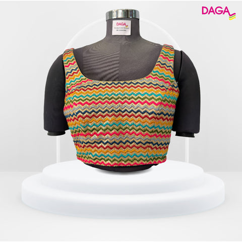 Designer Multicolor Silk Readymade Blouse