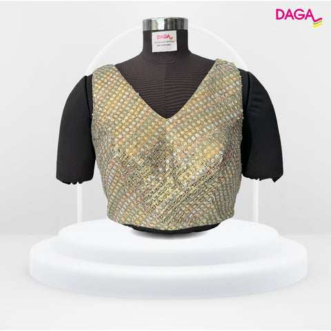 Stylish V-Neck Sequin Readymade Blouse