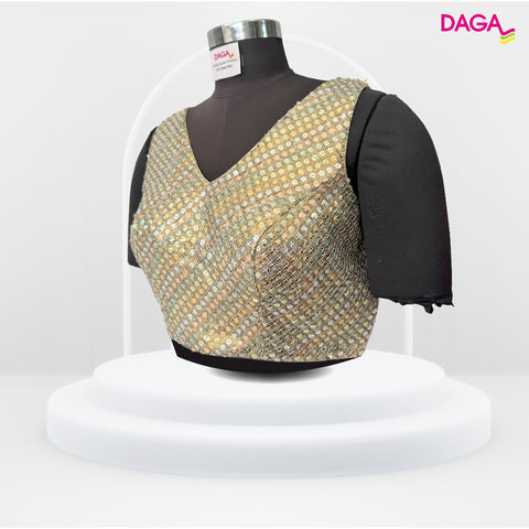 Stylish V-Neck Sequin Readymade Blouse