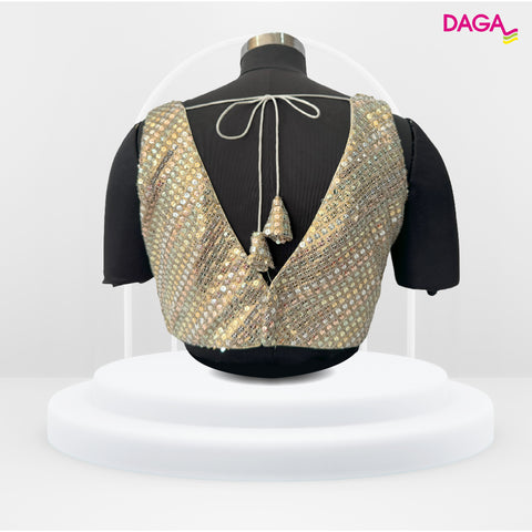 Stylish V-Neck Sequin Readymade Blouse