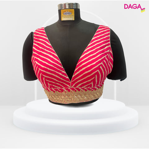 Designer Striped Sequin Embellished V-Neck Readymade Blouse