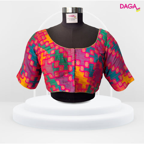 Designer Multicolor Brocade Silk Readymade Blouse