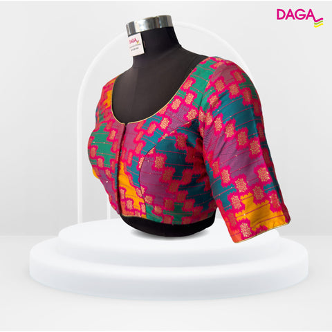 Designer Multicolor Brocade Silk Readymade Blouse