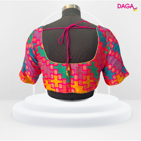 Designer Multicolor Brocade Silk Readymade Blouse