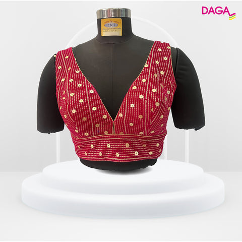 Designer V-Neck Embellished Readymade Blouse