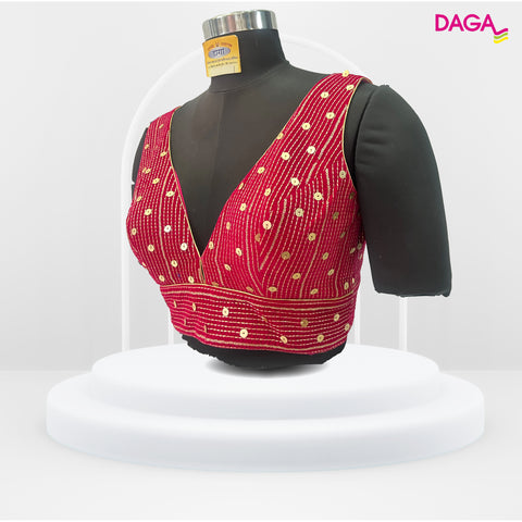 Designer V-Neck Embellished Readymade Blouse