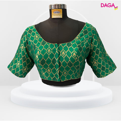 Brocade Silk Elbow Sleeves Readymade Blouse