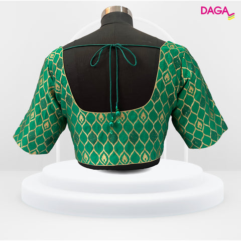 Brocade Silk Elbow Sleeves Readymade Blouse