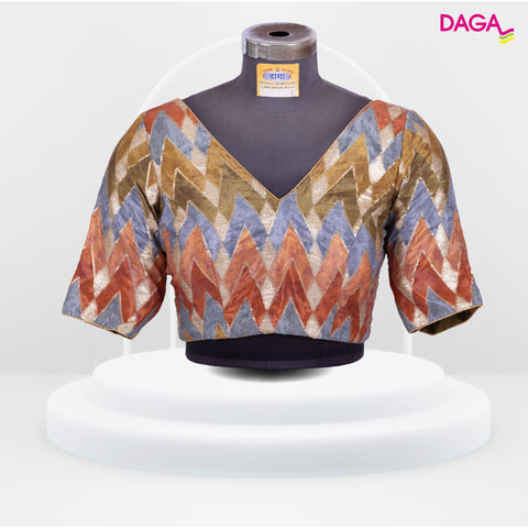 Designer V-neck Sequin Embellished Multicolour Blouse