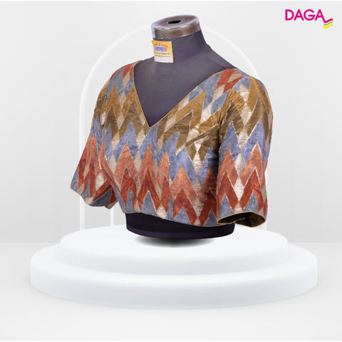 Designer V-neck Sequin Embellished Multicolour Blouse