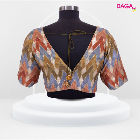 Designer V-neck Sequin Embellished Multicolour Blouse