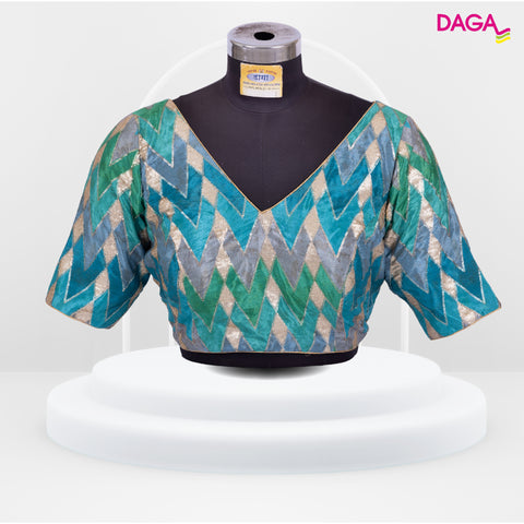 Designer V-neck Sequin Embellished Multicolour Blouse