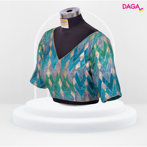 Designer V-neck Sequin Embellished Multicolour Blouse