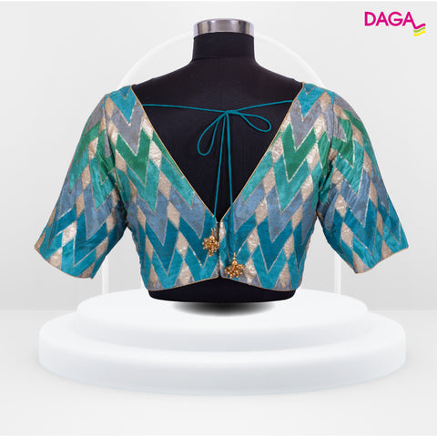 Designer V-neck Sequin Embellished Multicolour Blouse