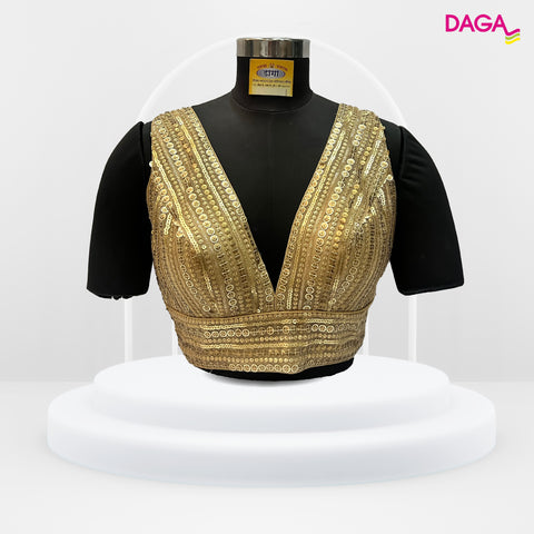 Stylish V-Neck Sequin Readymade Blouse