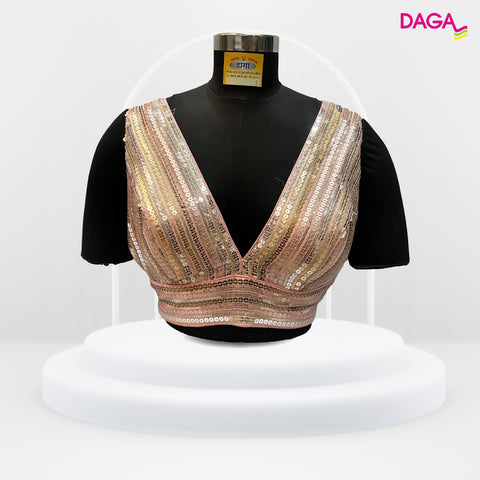 Stylish V-Neck Sequin Readymade Blouse