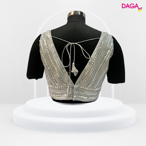 Stylish V-Neck Sequin Readymade Blouse