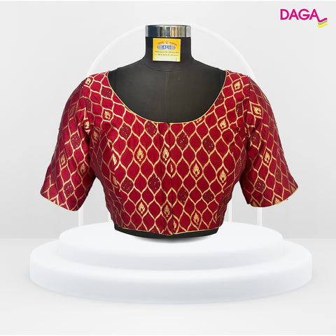 Brocade Silk Elbow Sleeves Readymade Blouse