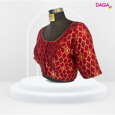 Brocade Silk Elbow Sleeves Readymade Blouse