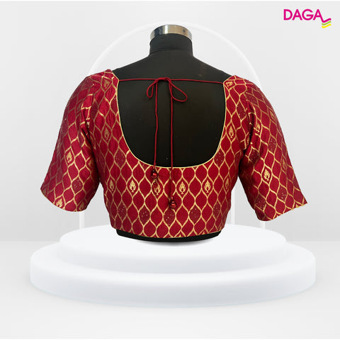 Brocade Silk Elbow Sleeves Readymade Blouse