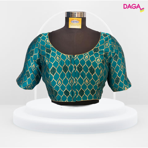 Brocade Silk Elbow Sleeves Readymade Blouse