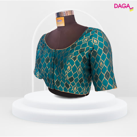 Brocade Silk Elbow Sleeves Readymade Blouse