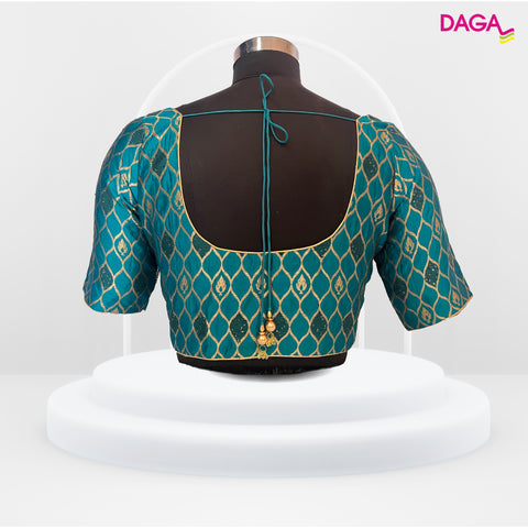 Brocade Silk Elbow Sleeves Readymade Blouse