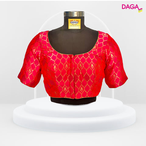 Brocade Silk Elbow Sleeves Readymade Blouse