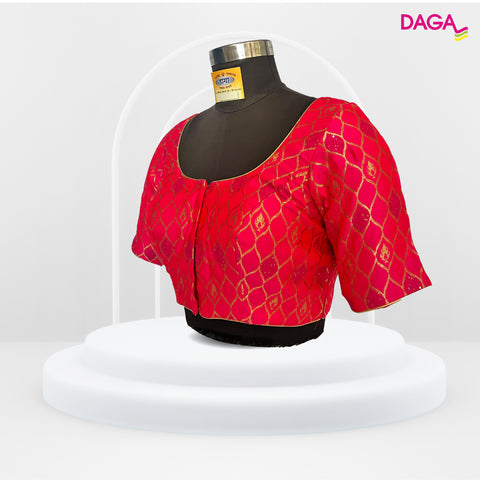 Brocade Silk Elbow Sleeves Readymade Blouse