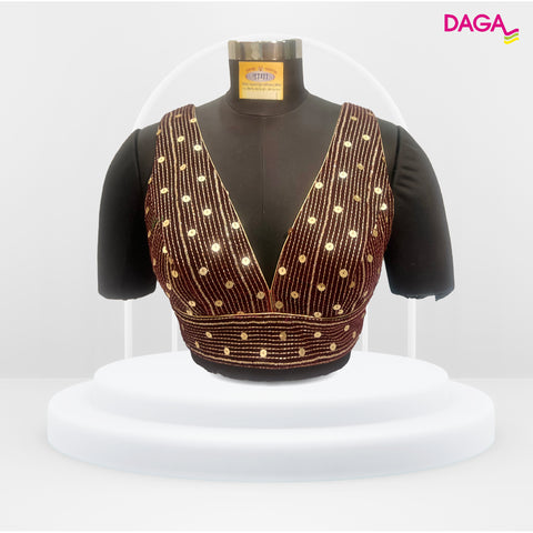 Designer V-Neck Embellished Readymade Blouse