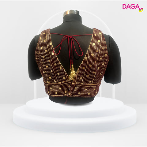 Designer V-Neck Embellished Readymade Blouse