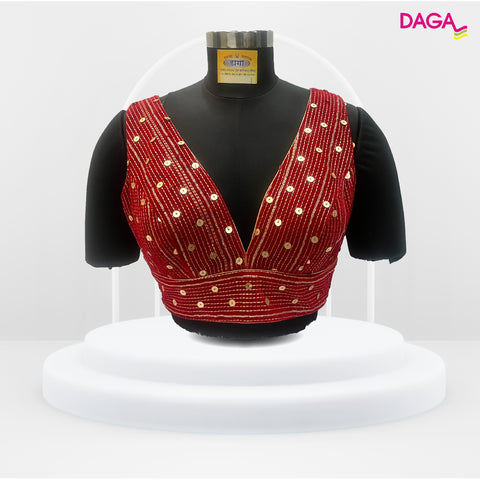 Designer V-Neck Embellished Readymade Blouse