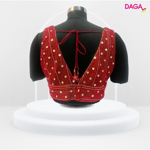 Designer V-Neck Embellished Readymade Blouse