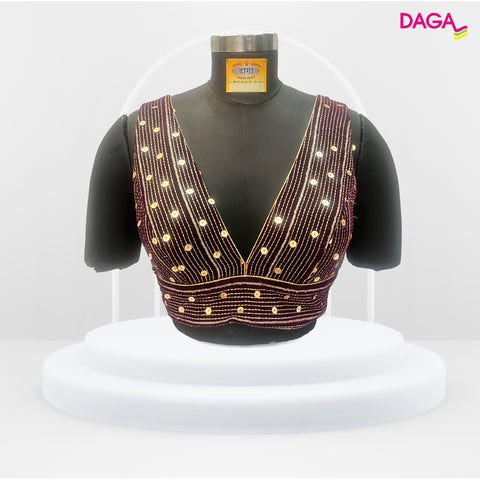 Designer V-Neck Embellished Readymade Blouse