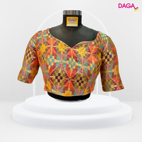 Multicolor Designer Elbow Sleeves Readymade Blouse