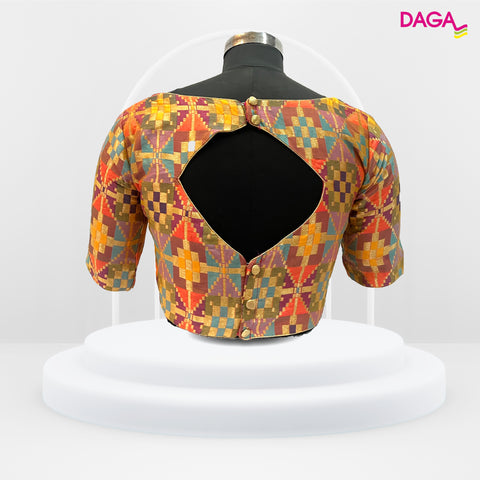 Multicolor Designer Elbow Sleeves Readymade Blouse